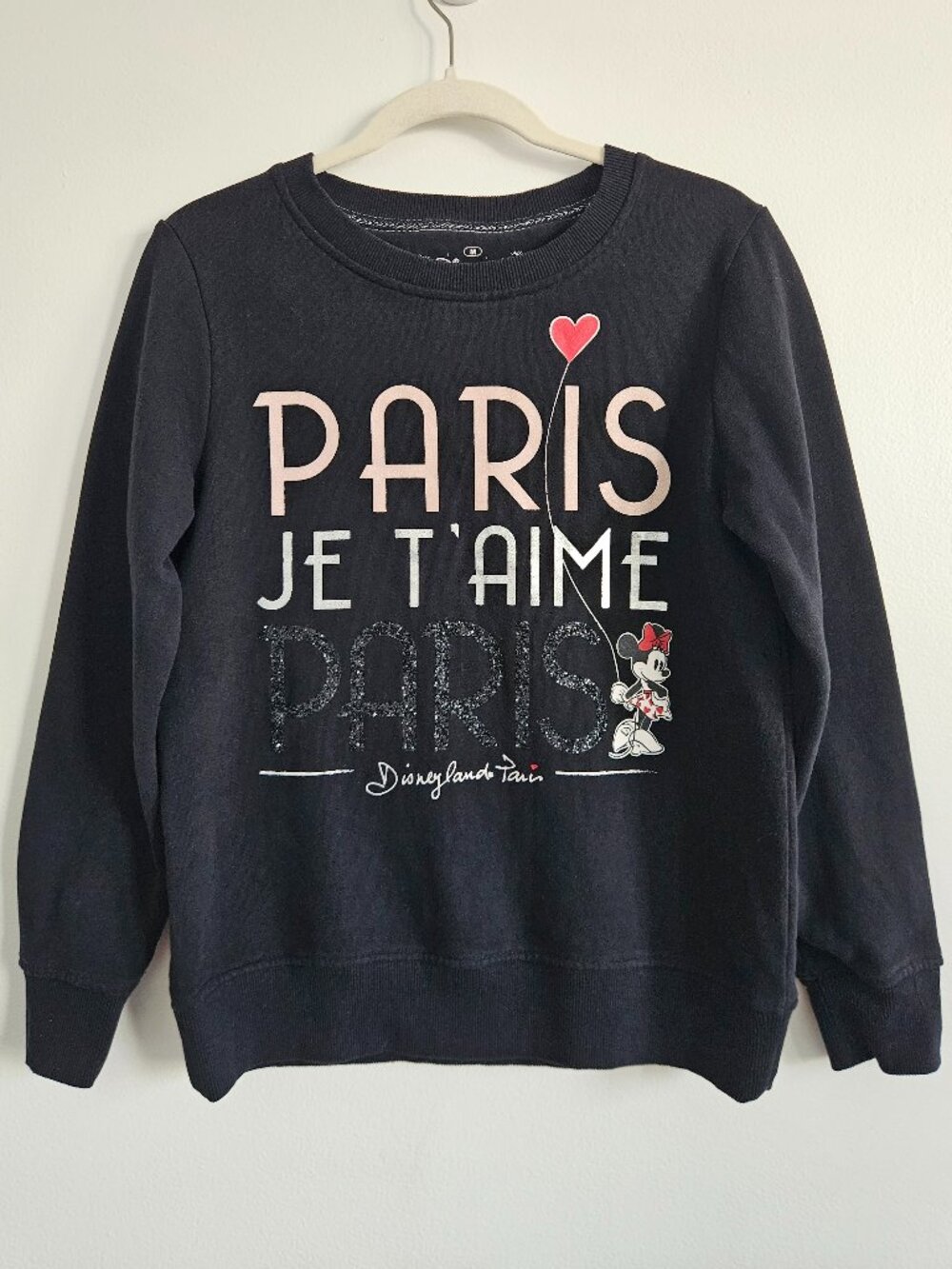 Disneyland Paris Womens Je T' Aime Paris Black M Medium Minnie Mouse Glitter